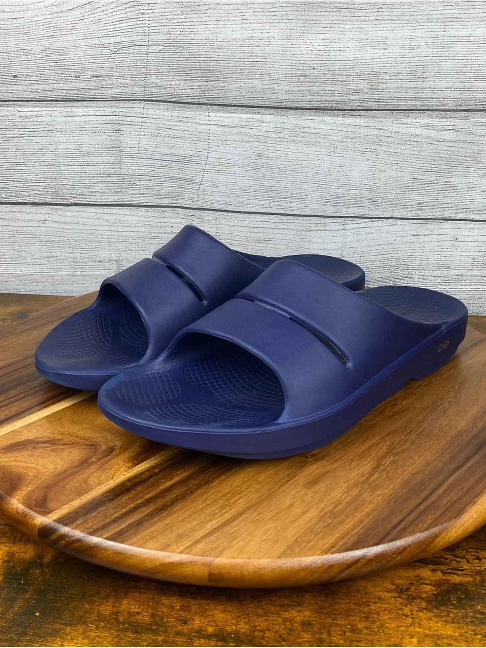 OOFOS OOahh Slide Sandals Comfort Recovery Navy Blue Men’s Shoe Size 14